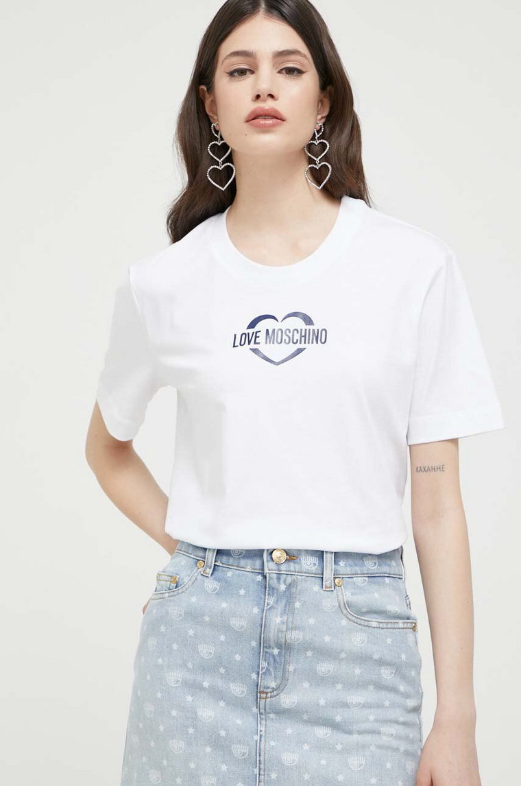 Love Moschino t-shirt bawełniany kolor biały