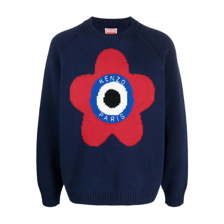 Niebieski Sweter z Haftowanym Logo Kenzo