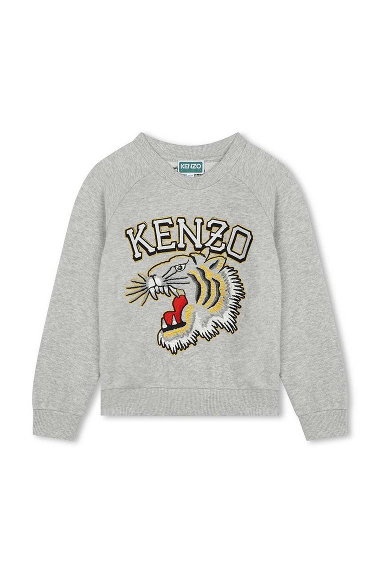 Kenzo Kids bluza bawełniana dziecięca kolor szary z nadrukiem