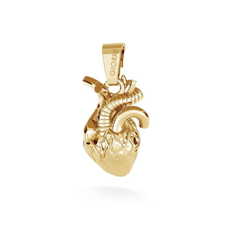 Srebrny charms beads zawieszka serce anatomiczne, srebro 925 : Srebro - kolor pokrycia - Pokrycie żółtym 18K złotem, Wariant - Zawieszka