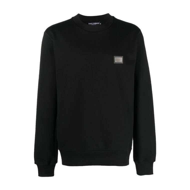 Czarny Bawełniany Sweter z Logo Dolce & Gabbana