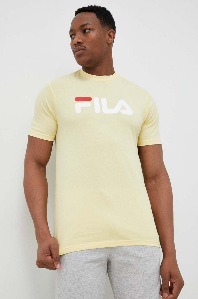 Fila t-shirt bawełniany Bellano kolor żółty z nadrukiem FAU0067