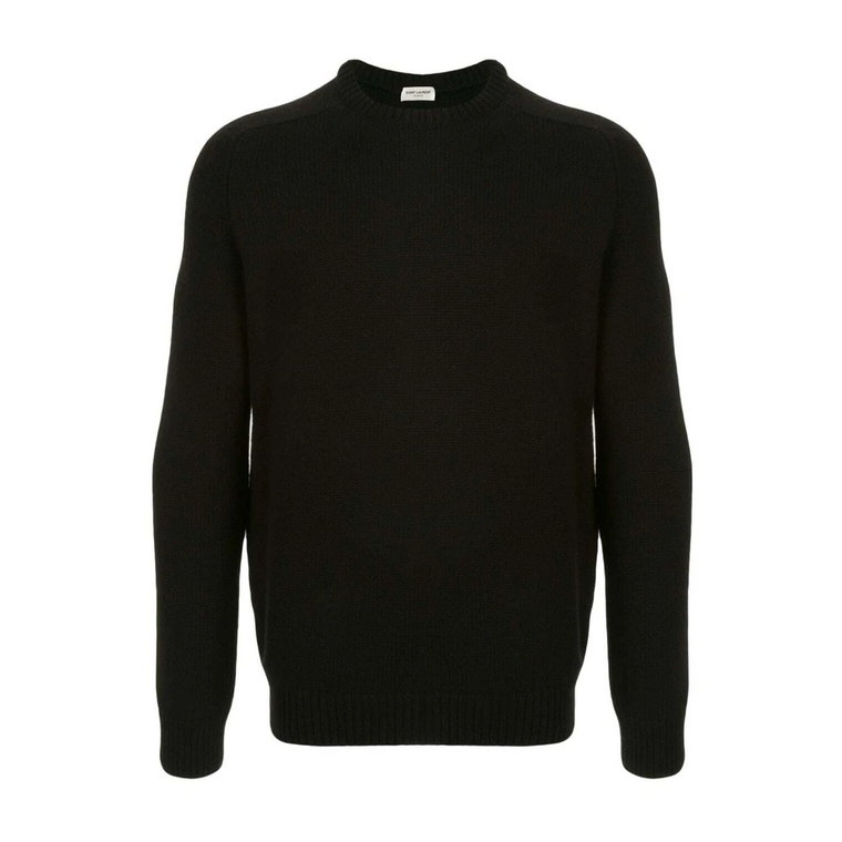 Luksusowy Czarny Sweter z Okrągłym Dekoltem Saint Laurent