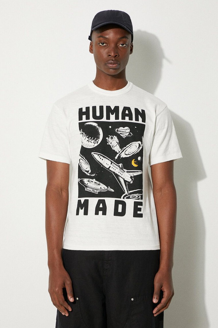 Human Made t-shirt bawełniany Graphic męski kolor biały z nadrukiem HM27TE014