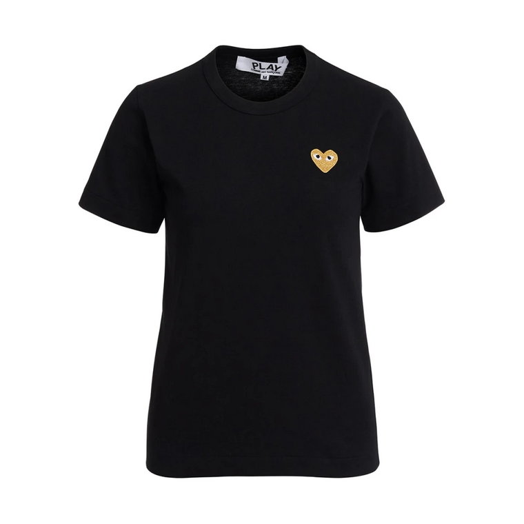 Czarna koszulka z Złotym Sercem Patch Comme des Garçons Play