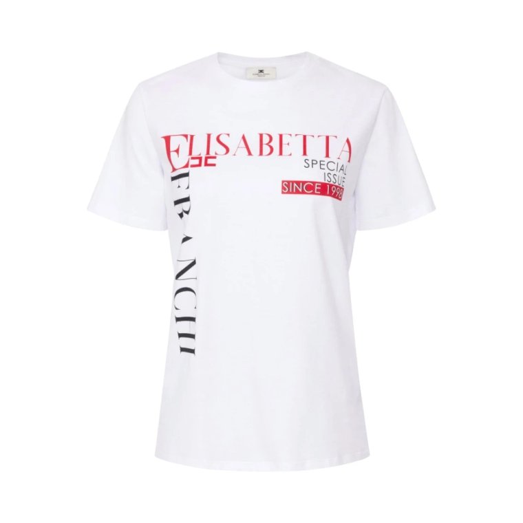 T-shirt z nadrukiem liter Elisabetta Franchi