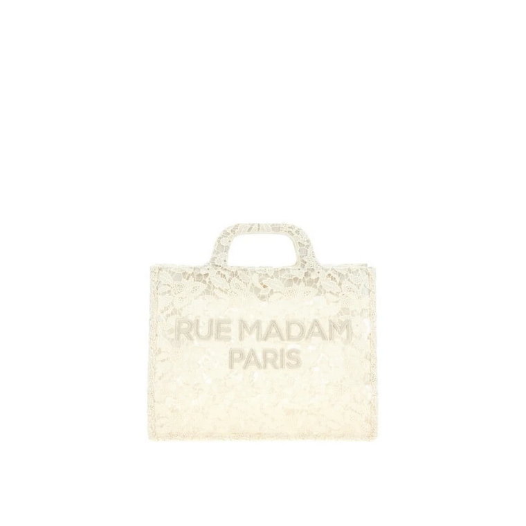 Biała Torebka Torebka z Koronkowym Logo Rue Madam