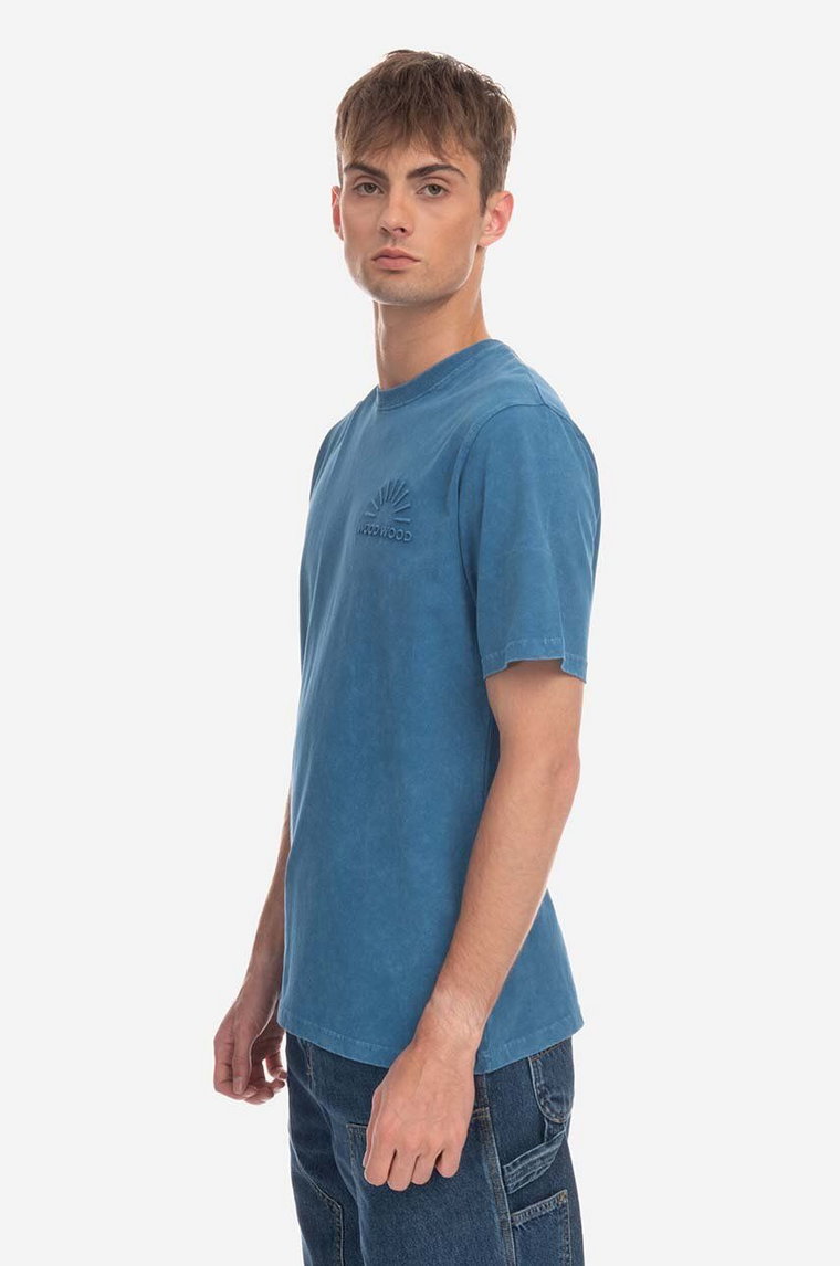 Wood Wood t-shirt bawełniany kolor niebieski wzorzysty 12312507.2491-DARKBLUE