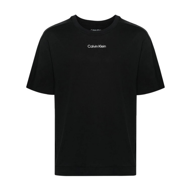 Sportowy Czarny T-shirt z Nadrukiem Logo Calvin Klein