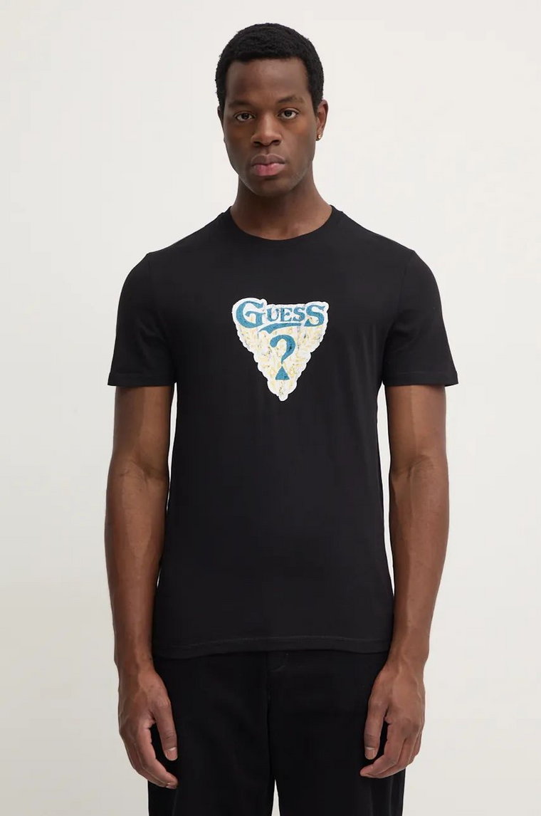 Guess t-shirt bawełniany męski kolor czarny z nadrukiem M4BI44.I3Z14