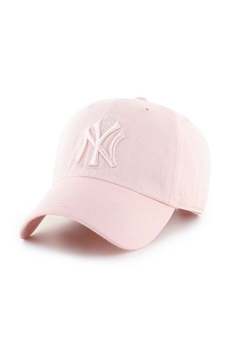 47 brand czapka z daszkiem bawełniana MLB New York Yankees kolor różowy z aplikacją B-NLRGW17GWS-PK