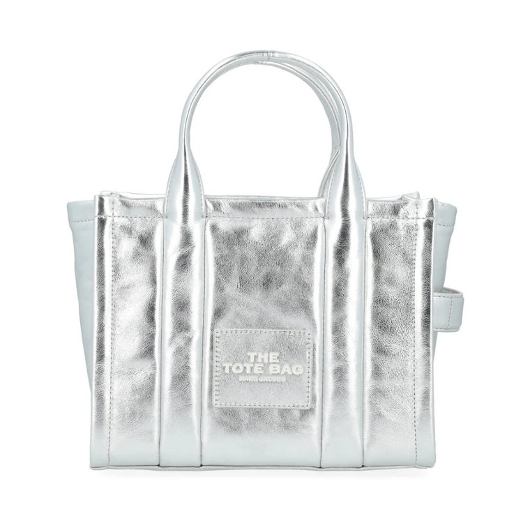 Srebrna Skórzana Mini Torba Tote Marc Jacobs