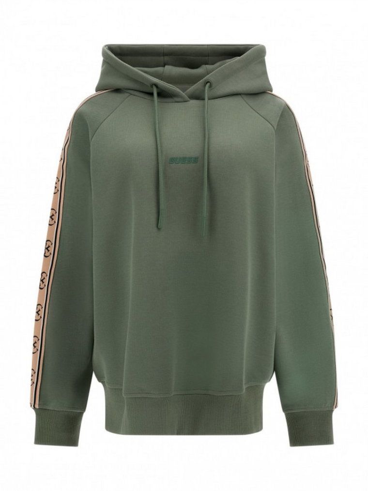 Damska bluza dresowa nierozpinana z kapturem Guess Britney Hooded - oliwkowa/khaki