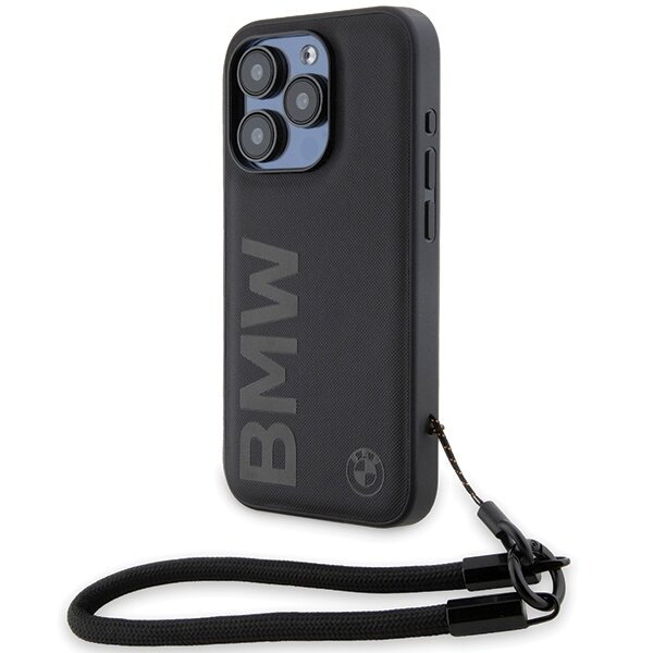 BMW BMHCP15X23RMRLK iPhone 15 Pro Max 6.7" czarny/black hardcase Signature Leather Wordmark Cord