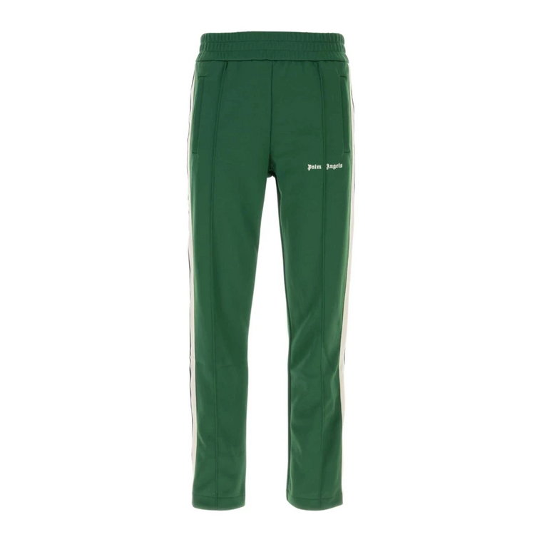 Zielone spodnie dresowe z poliestru - Stylowe i wygodne Palm Angels