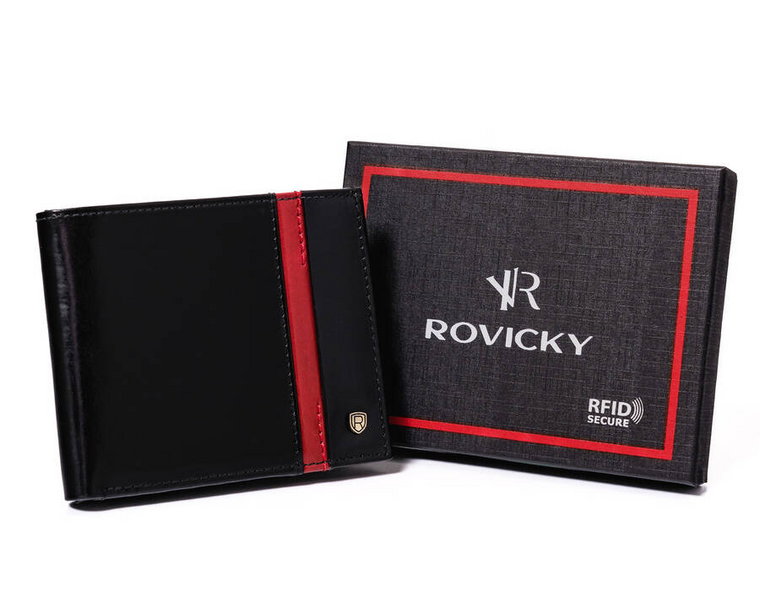 Skórzany portfel męski na karty z ochroną RFID Protect  Rovicky