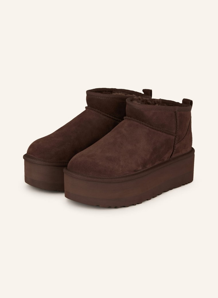 Ugg Botki Na Platformie Classic Ultra Mini Platform braun