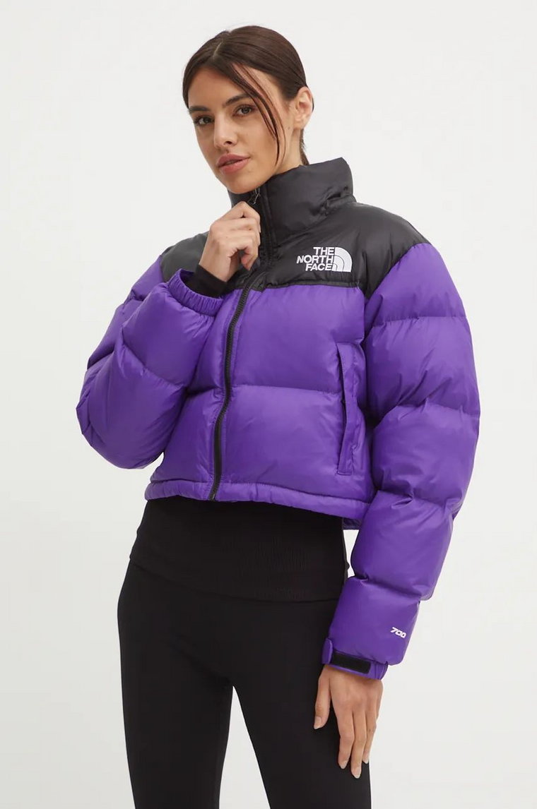 The North Face kurtka puchowa Nuptse Short Jacket damska kolor fioletowy zimowa oversize NF0A5GGES961