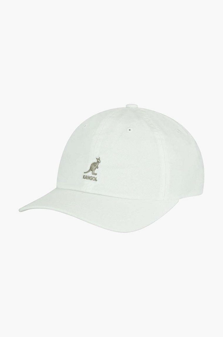 Kangol czapka z daszkiem bawełniana Washed Baseball kolor biały z nadrukiem K5165HT-WHITE