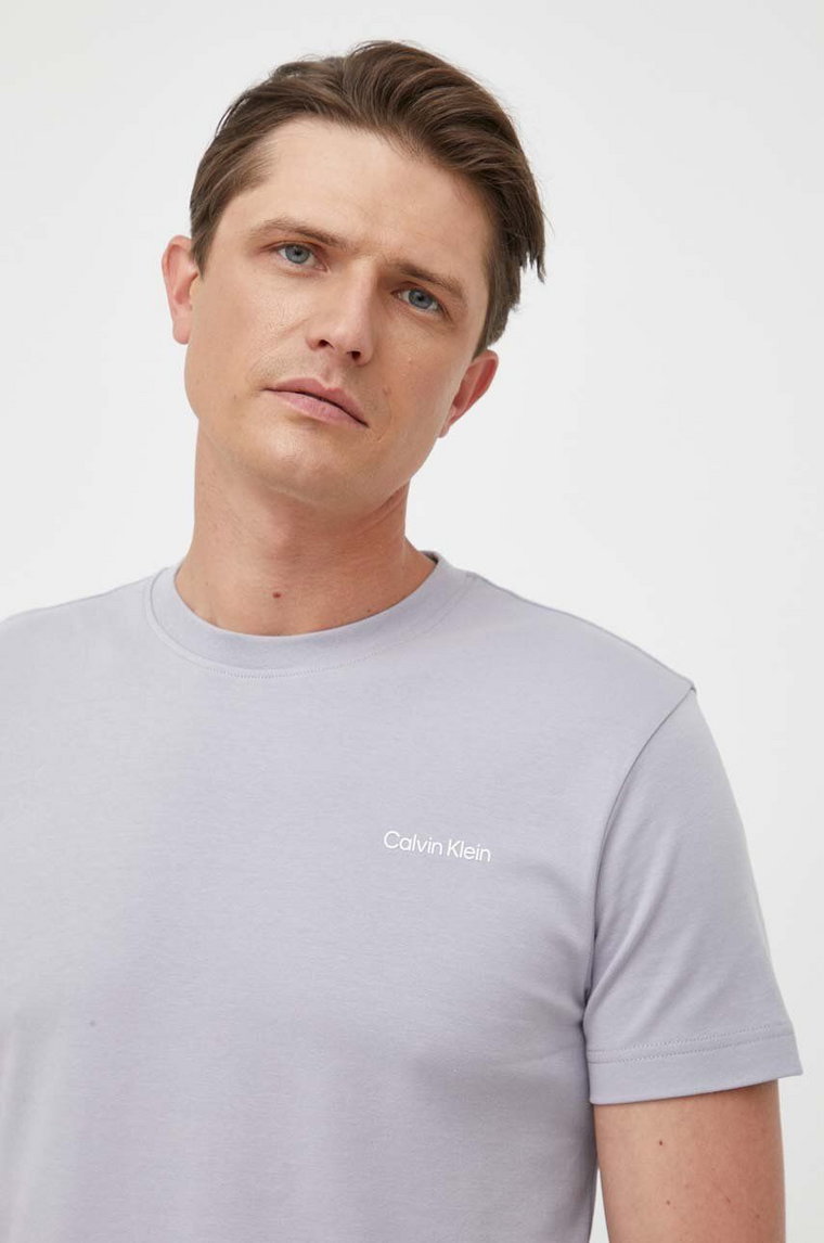 Calvin Klein t-shirt bawełniany kolor szary gładki