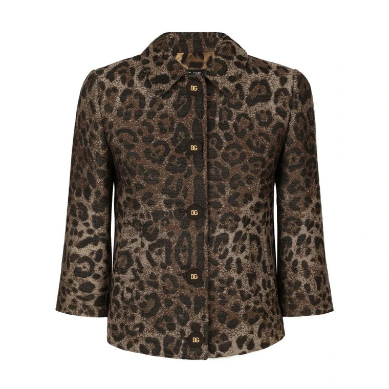 Leopardowa wełniana marynarka Dolce & Gabbana