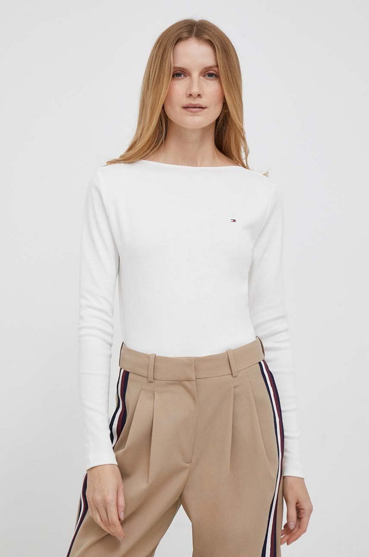 Tommy Hilfiger longsleeve bawełniany kolor biały