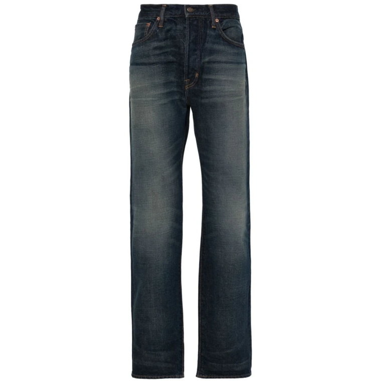 Straight Jeans Upgrade Bawełna Kieszenie Skóra Tom Ford
