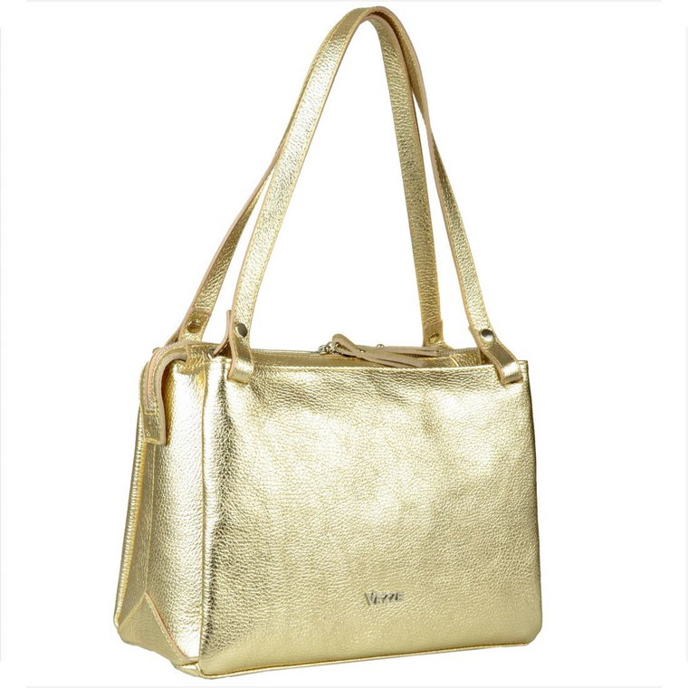 Vezze włoska torba skórzana  shopper bag złota