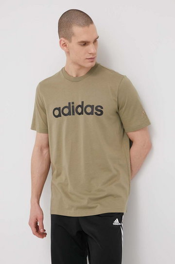 adidas t-shirt bawełniany HC4962 kolor zielony z nadrukiem