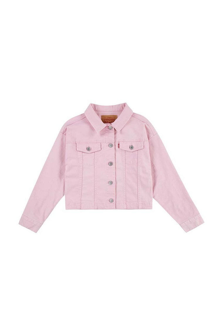 Levi's kurtka jeansowa dziecięca LVG COLOR BABY BAGGY TRUCKER kolor różowy