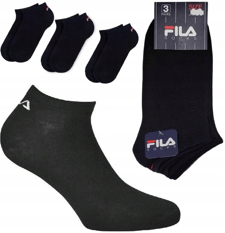 Fila Skarpety Quarter Czarne 3-pak 35-38