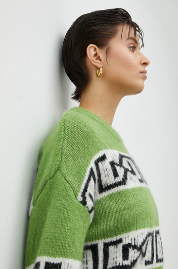 Gestuz sweter wełniany ArtikoGZ damski kolor zielony