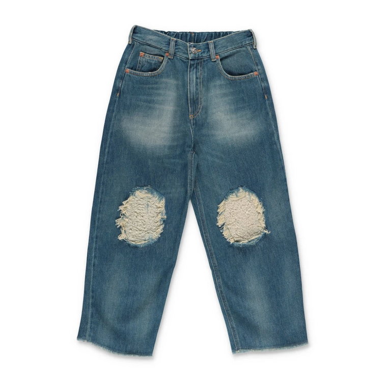 Niebieskie Spodnie Z Rozciągliwego Bawełnianego Denimu MM6 Maison Margiela