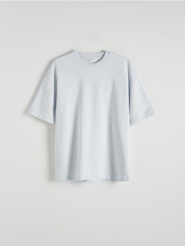 Reserved - Gładki T-shirt oversize - jasnoniebieski