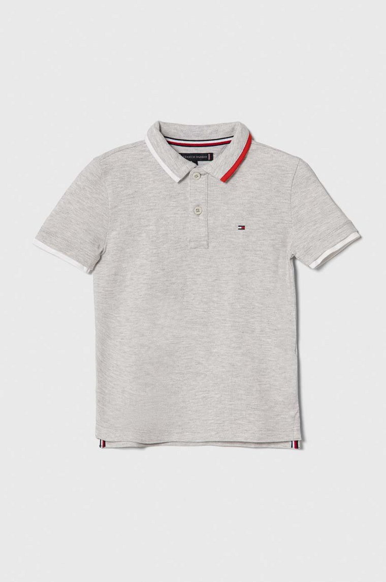 Tommy Hilfiger polo bawełniane dziecięce kolor szary gładki