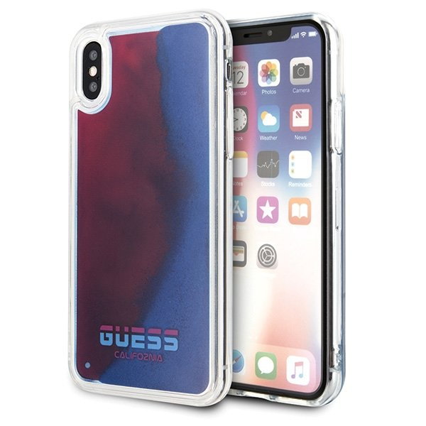 Guess GUHCPXGLCRE iPhone X/Xs czerwony /red hard case California Glow in the dark