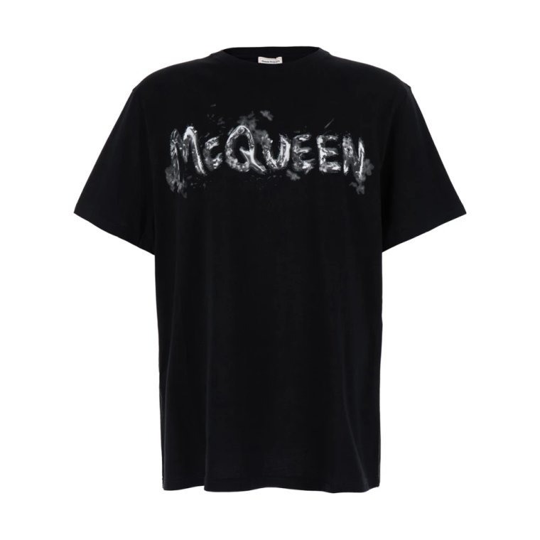 Czarna koszulka z nadrukiem logo Alexander McQueen