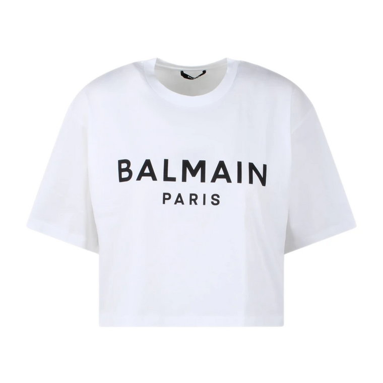 Logo Print Crop T-Shirt Balmain