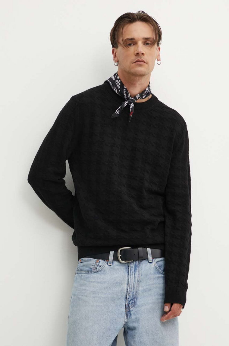 HUGO sweter bawełniany kolor czarny lekki 50516620