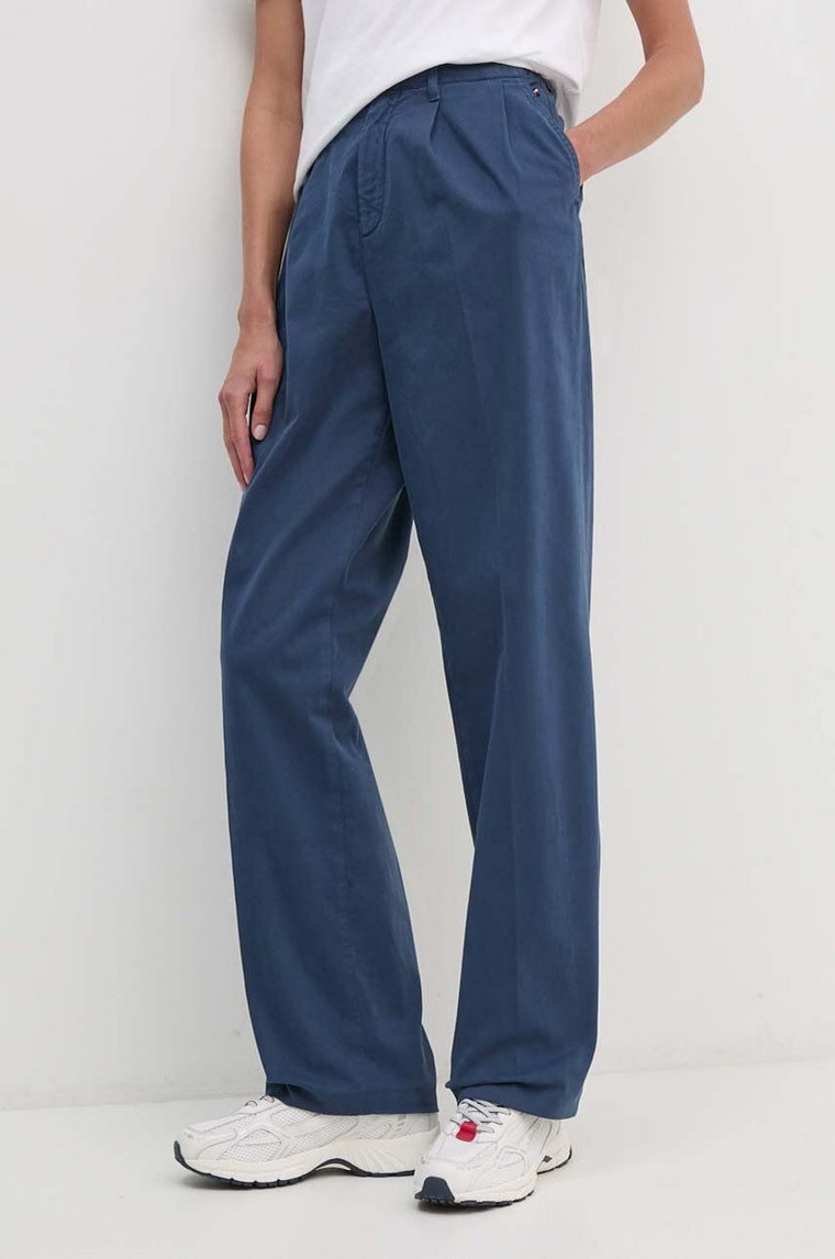 Tommy Hilfiger spodnie damskie kolor niebieski proste medium waist WW0WW42233