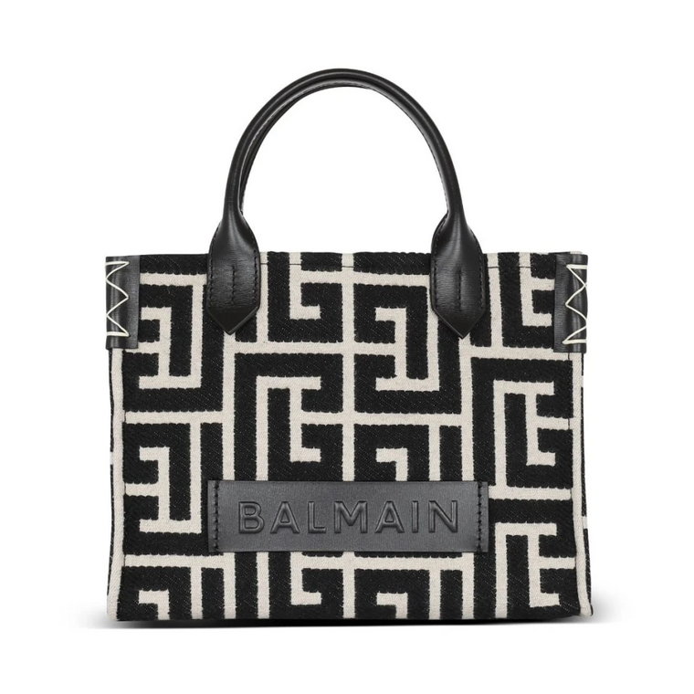 Biała torba B-Army Monogram Shopper Balmain