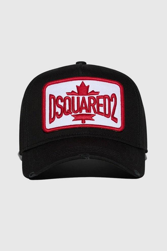 DSQUARED2 Czarna czapka z daszkiem z czerwonym logo