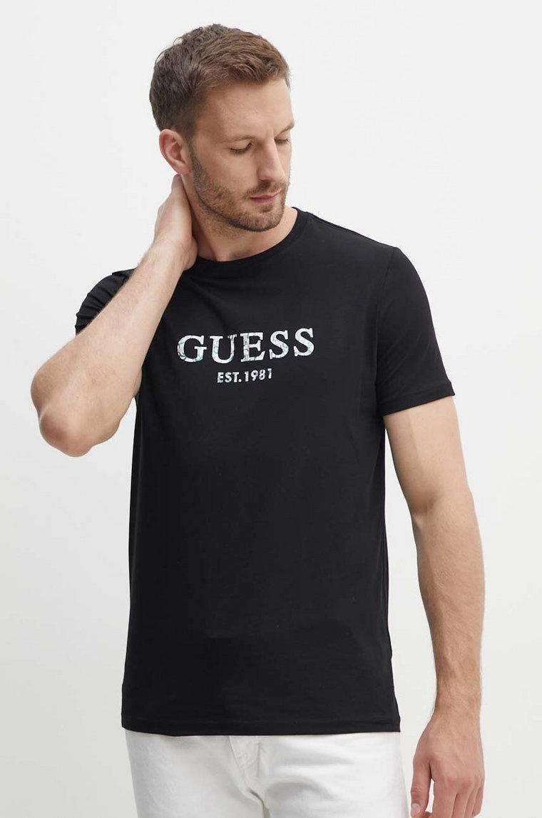 Guess t-shirt męski kolor czarny z nadrukiem M4YI38 J1314