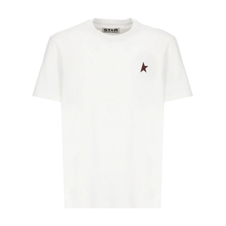 Biała bawełniana koszulka z ikoniczną gwiazdą dla mężczyzn Golden Goose