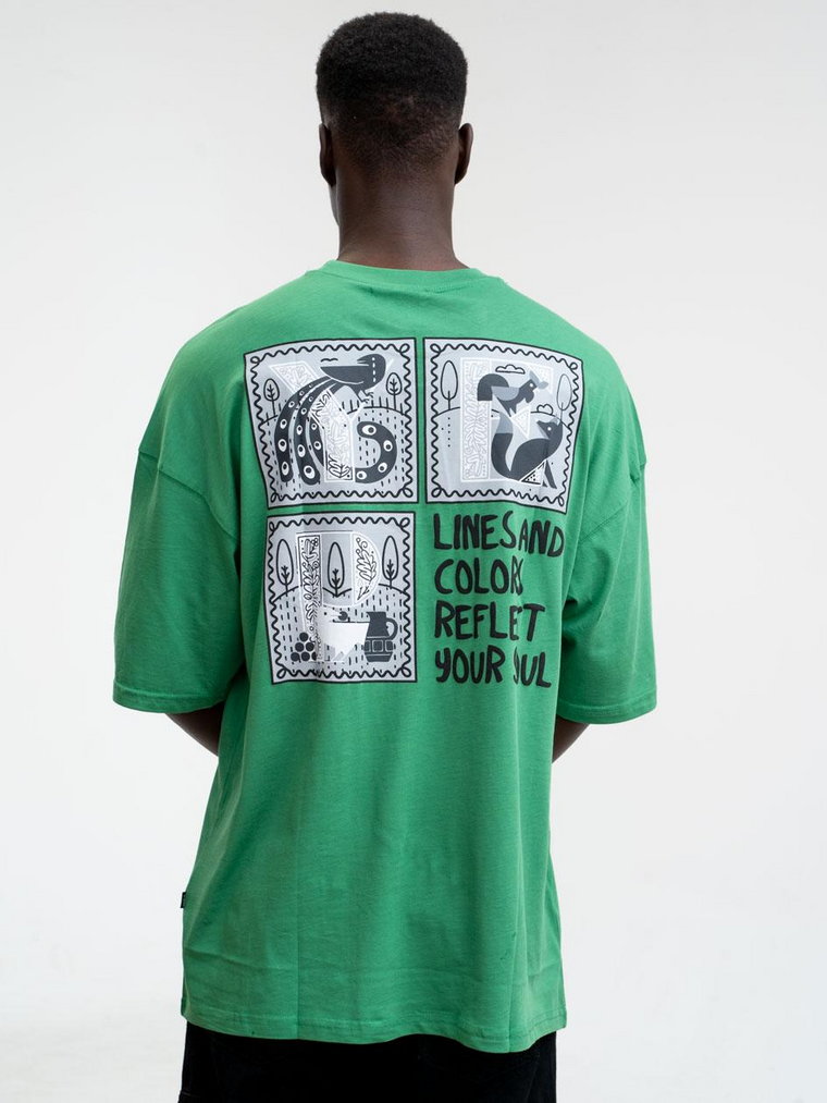 Koszulka Męska Z Krótkim Rękawem Oversize Zielona YEP Folk