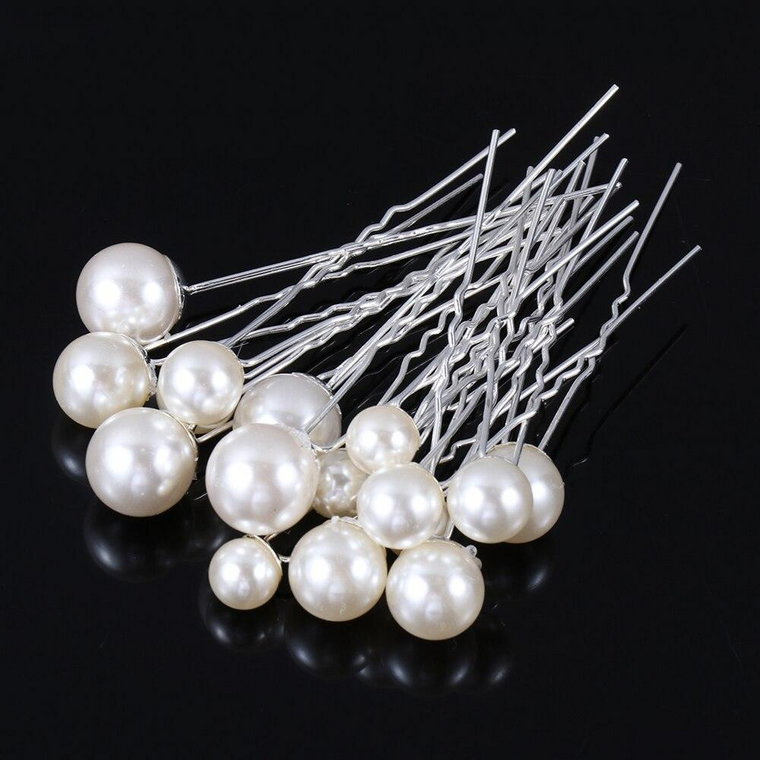 Zestaw szpilek do włosów z perłą - Srebrny