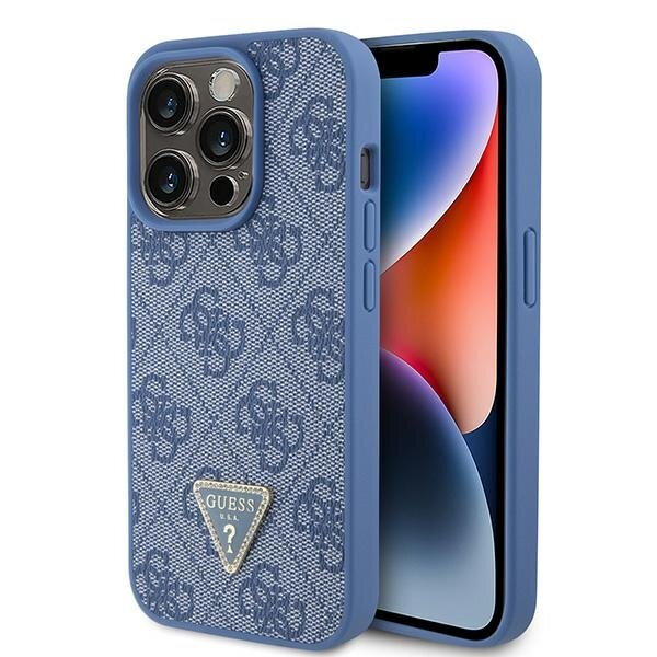 Guess GUHCP15LP4TDPB iPhone 15 Pro 6.1" niebieski/blue hardcase Leather 4G Triangle Strass