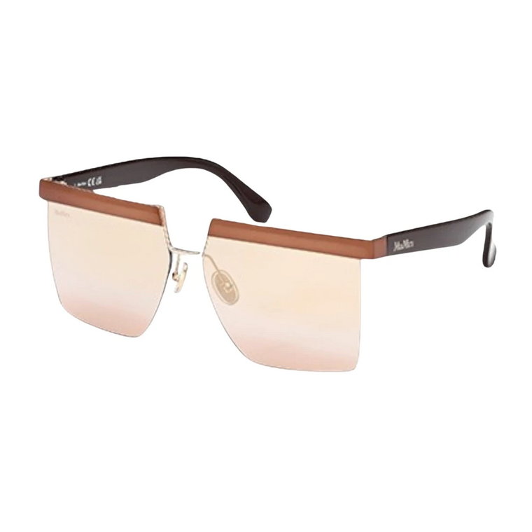 Brązowe lśniące okulary przeciwsłoneczne w stylu motyla Max Mara