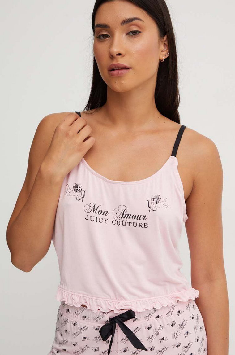 Juicy Couture top piżamowy CHERUB EMMANUEL FRILLED VEST kolor różowy JCLPT224508