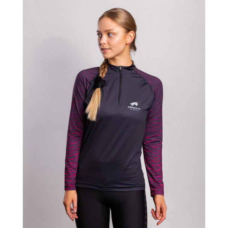 Bluza do biegania damska AdRunaLine Half-Zip Violet Stripes